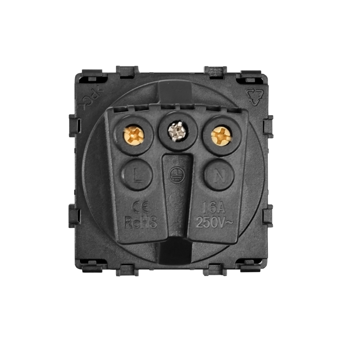 Modul Priza Simpla cu Capac Fara Rama Din Sticla LUXION, negru