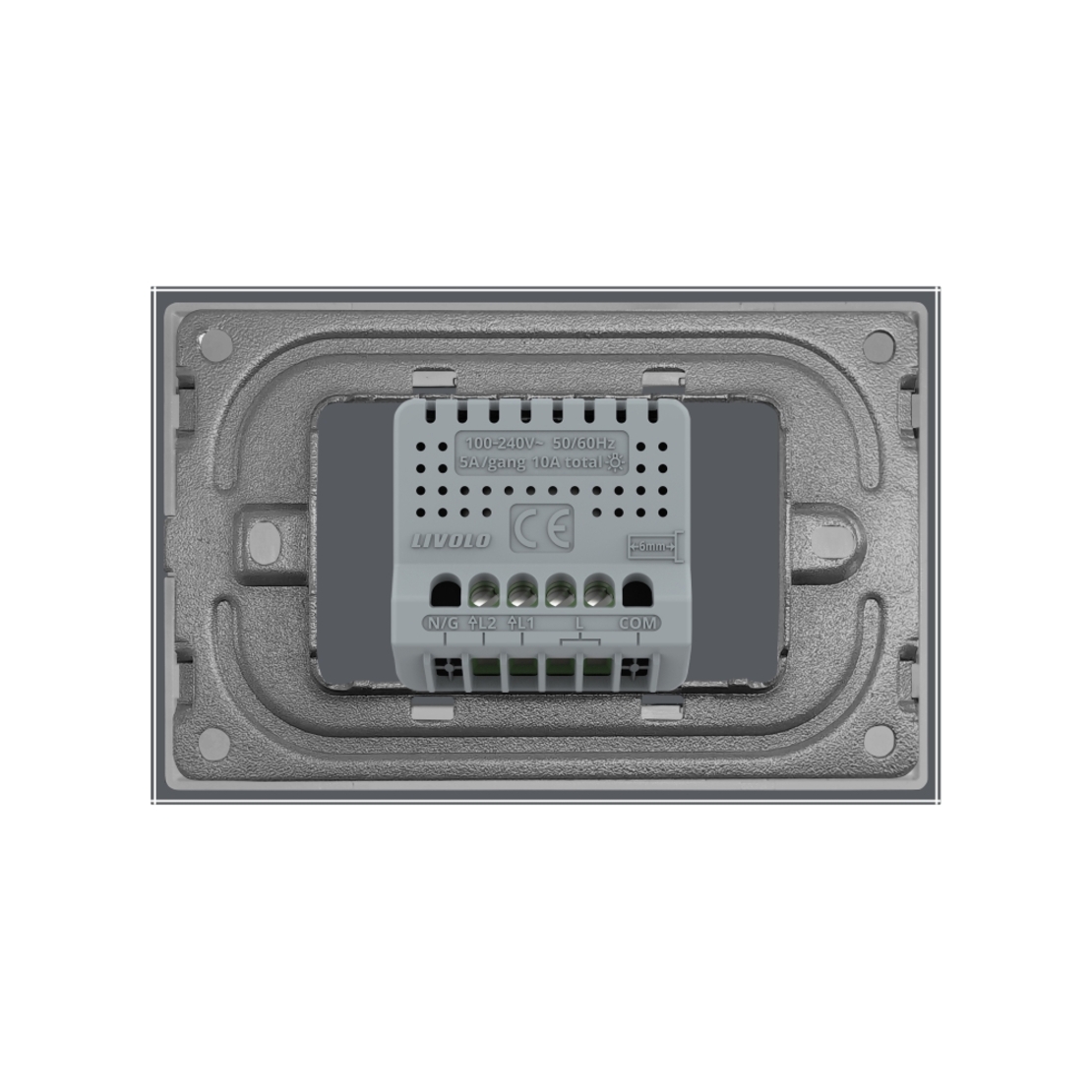 Intrerupator Dublu cu Touch LIVOLO din Sticla – Standard Italian, gri