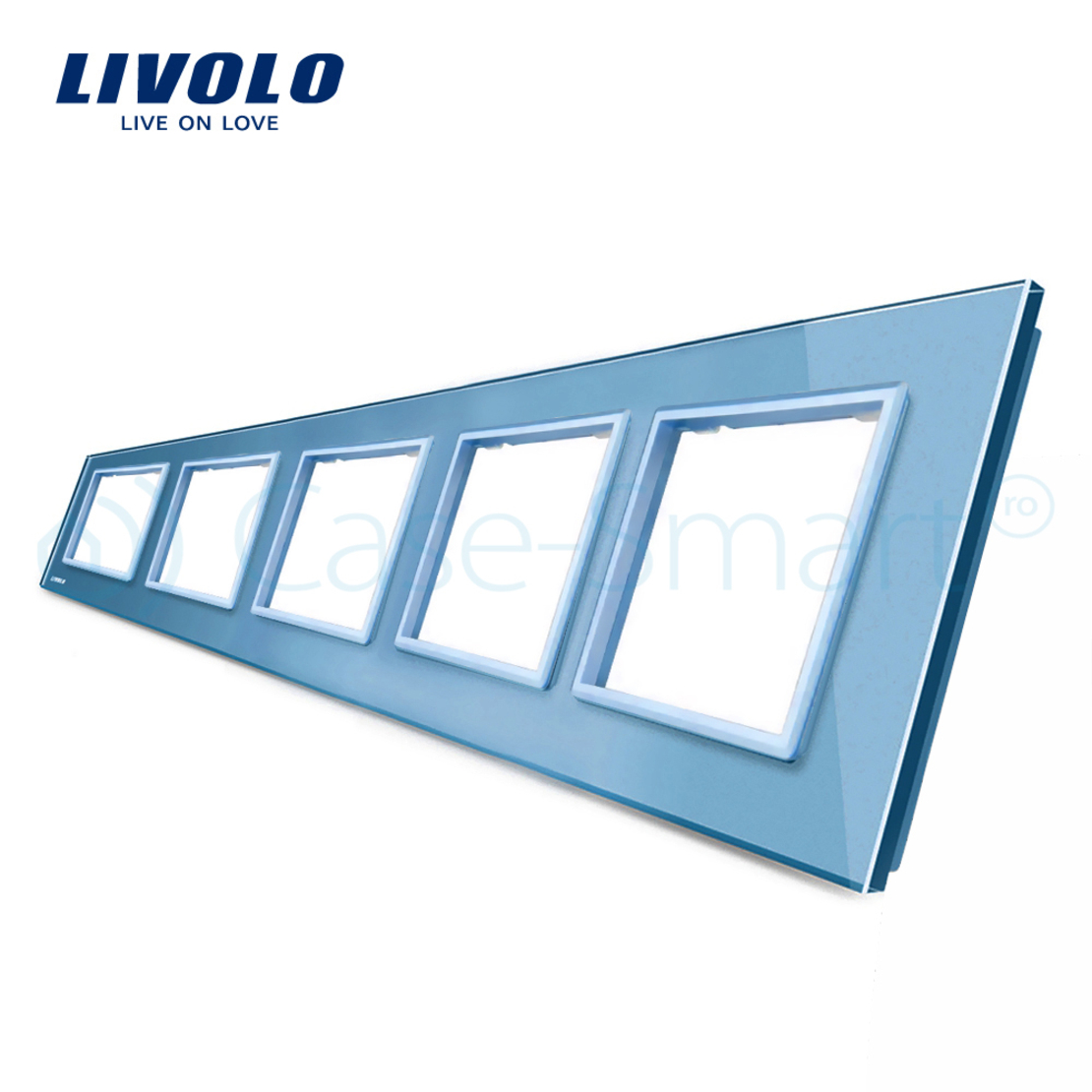 Rama cvintuplu din sticla Livolo, albastru