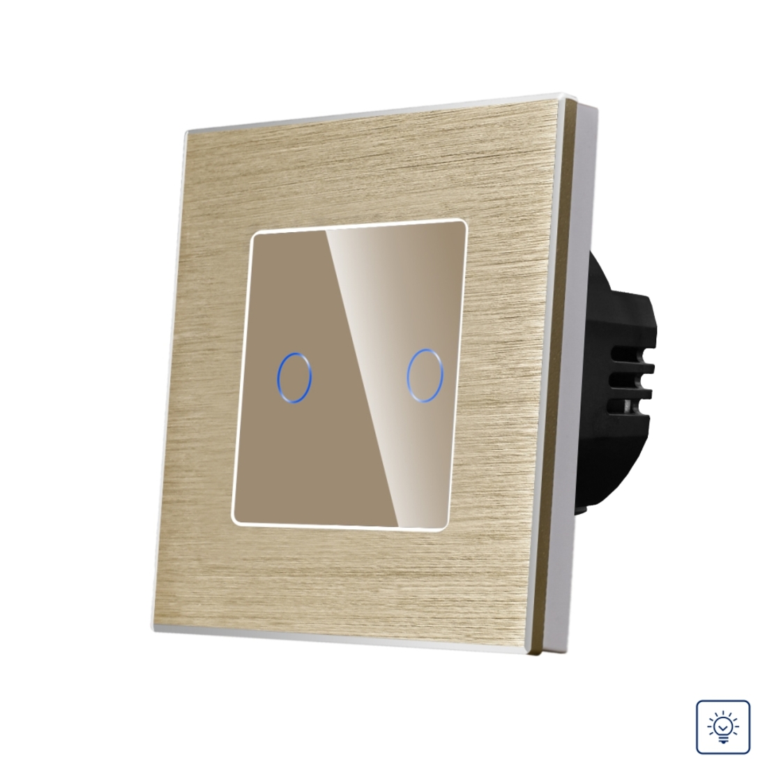 Intrerupator Dublu cu Variator si Touch din Sticla si Rama de Aluminiu LUXION, auriu