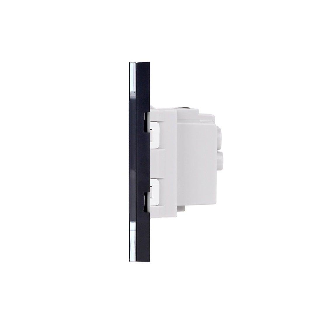 Priza Dubla cu Rama din Sticla LUXION, Standard Italian, 4M, negru