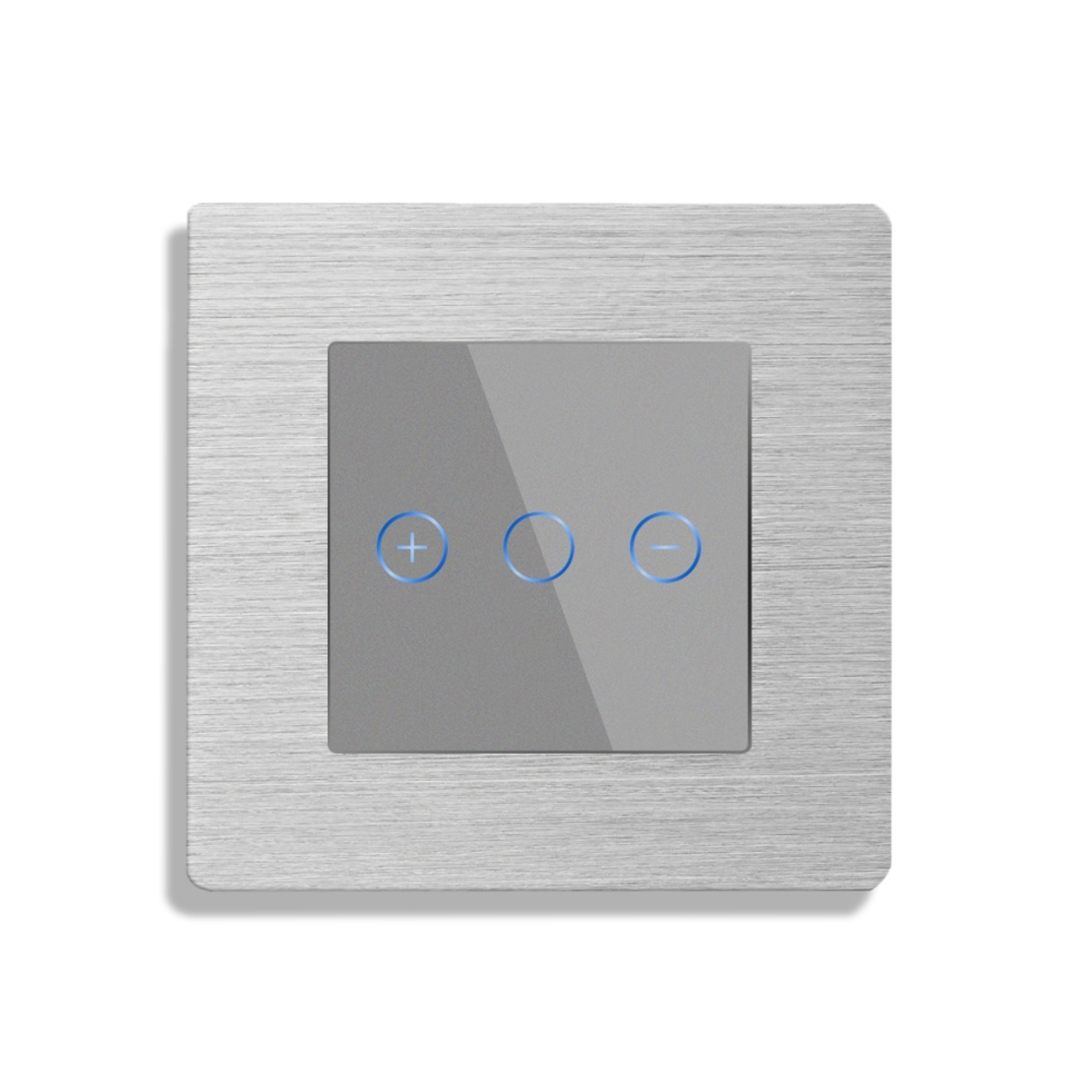 Intrerupator Simplu cu Variator cu Touch din Sticla si Rama de Aluminiu LUXION, protocol Zigbee, gri