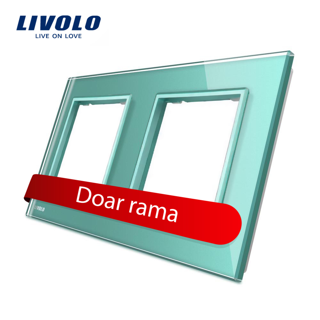 Rama priza dubla Livolo din sticla, verde