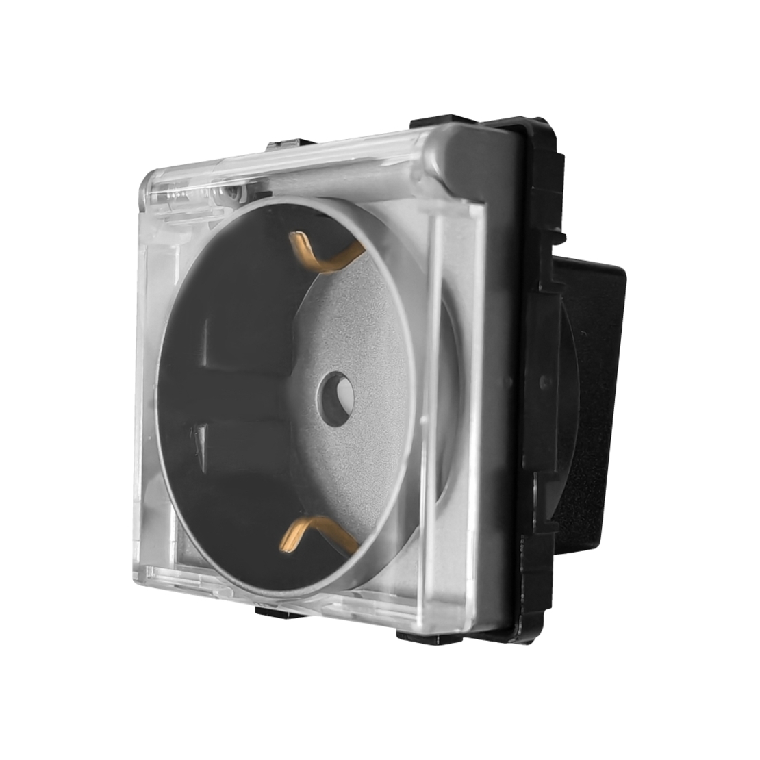 Modul Priza Simpla cu Capac Fara Rama Din Sticla LUXION, gri