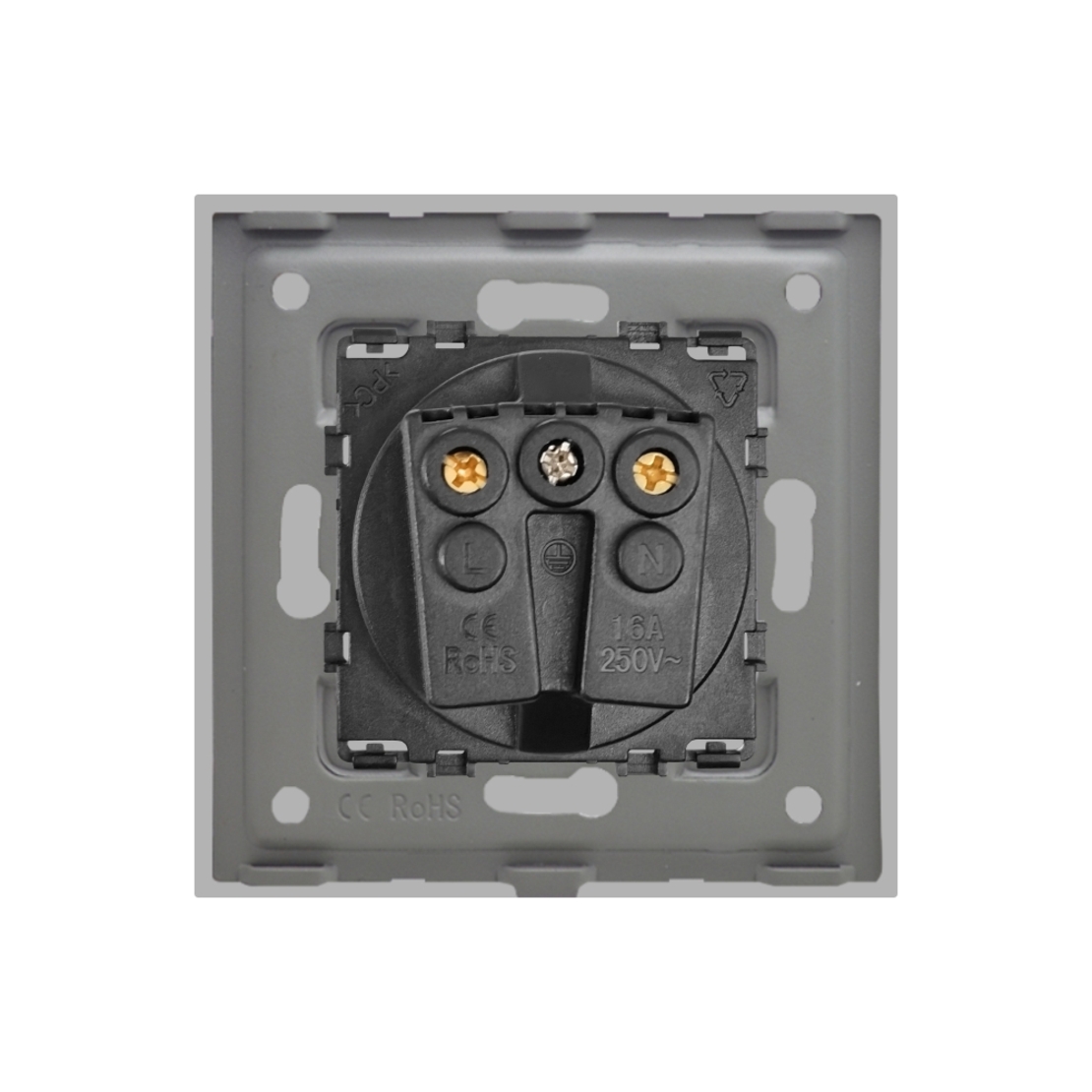 Priza Simpla LUXION cu Rama din Sticla, gri