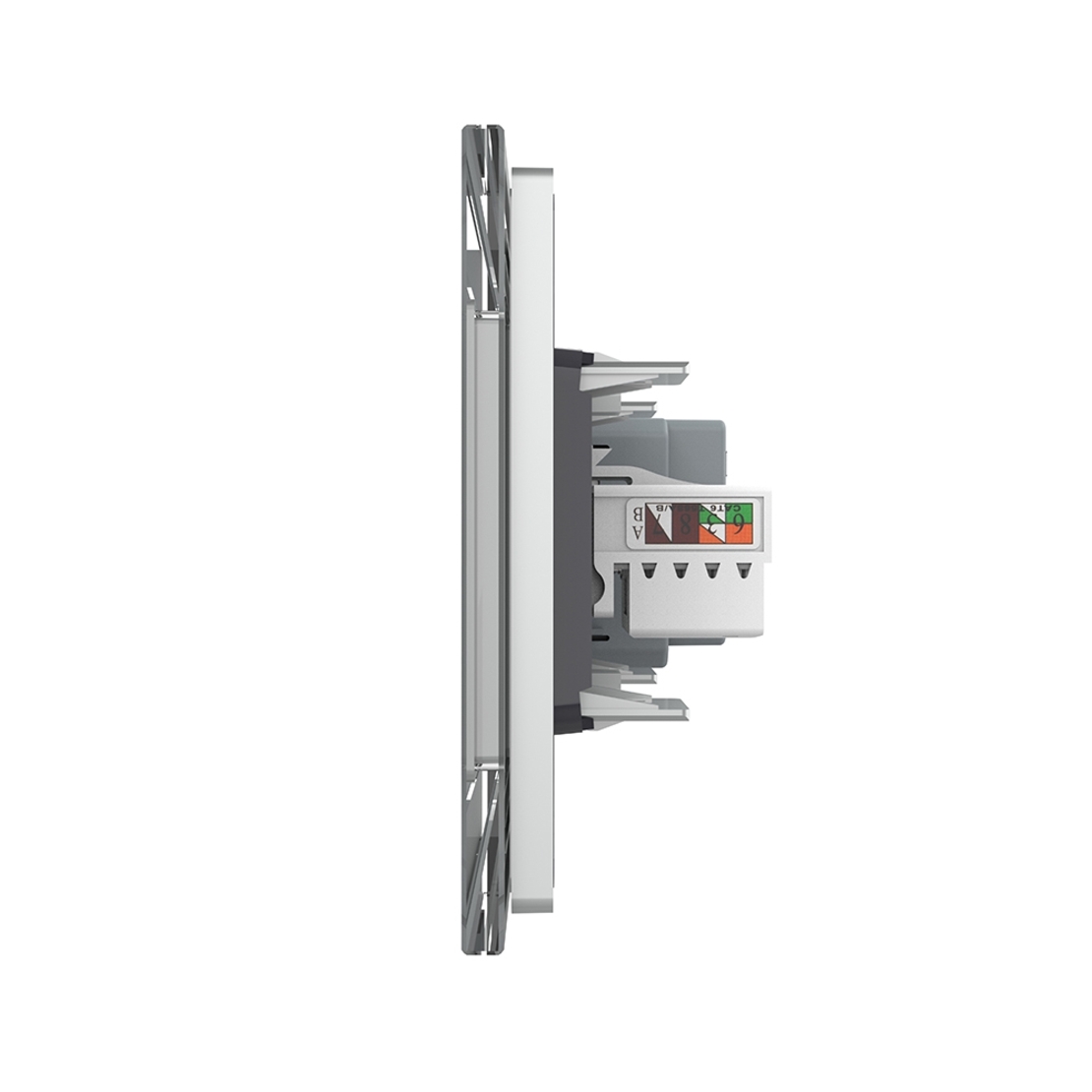 Priza Tripla cu Blank Livolo cu Rama din Sticla 2 Prize Schuko+TV/internet, Standard Italian - Serie Noua, gri