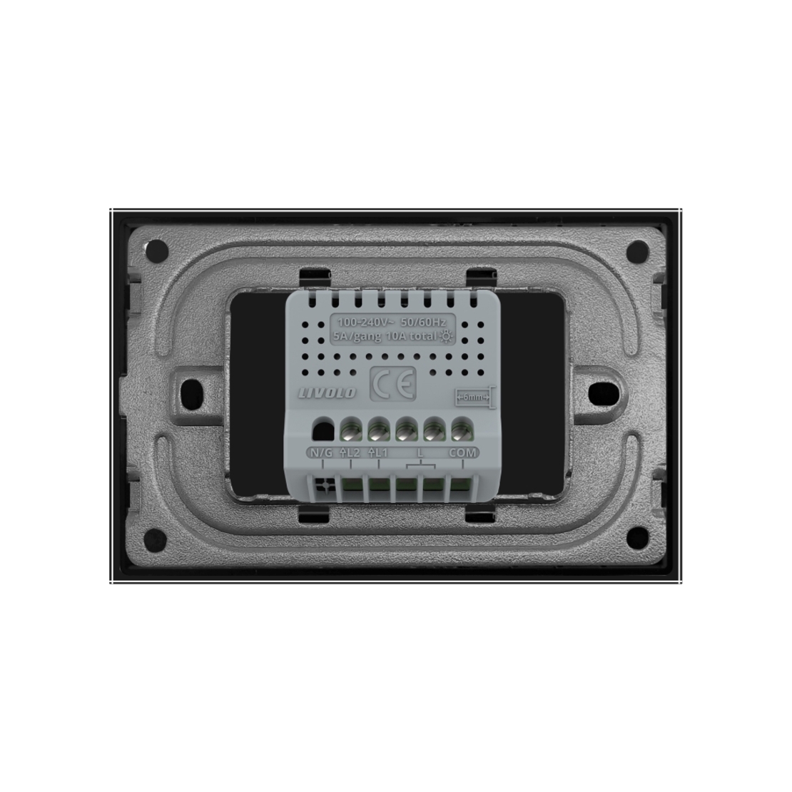 Intrerupator Dublu Cap Scara / Cruce cu Touch LIVOLO din Sticla – Standard Italian, negru