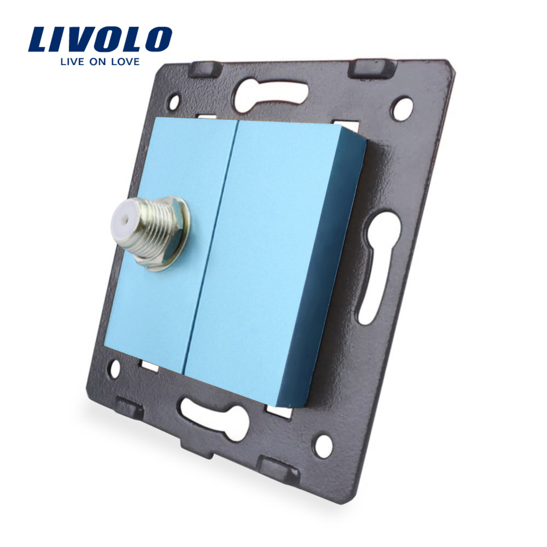 Priza TV satelit Livolo fara rama sticla, albastru