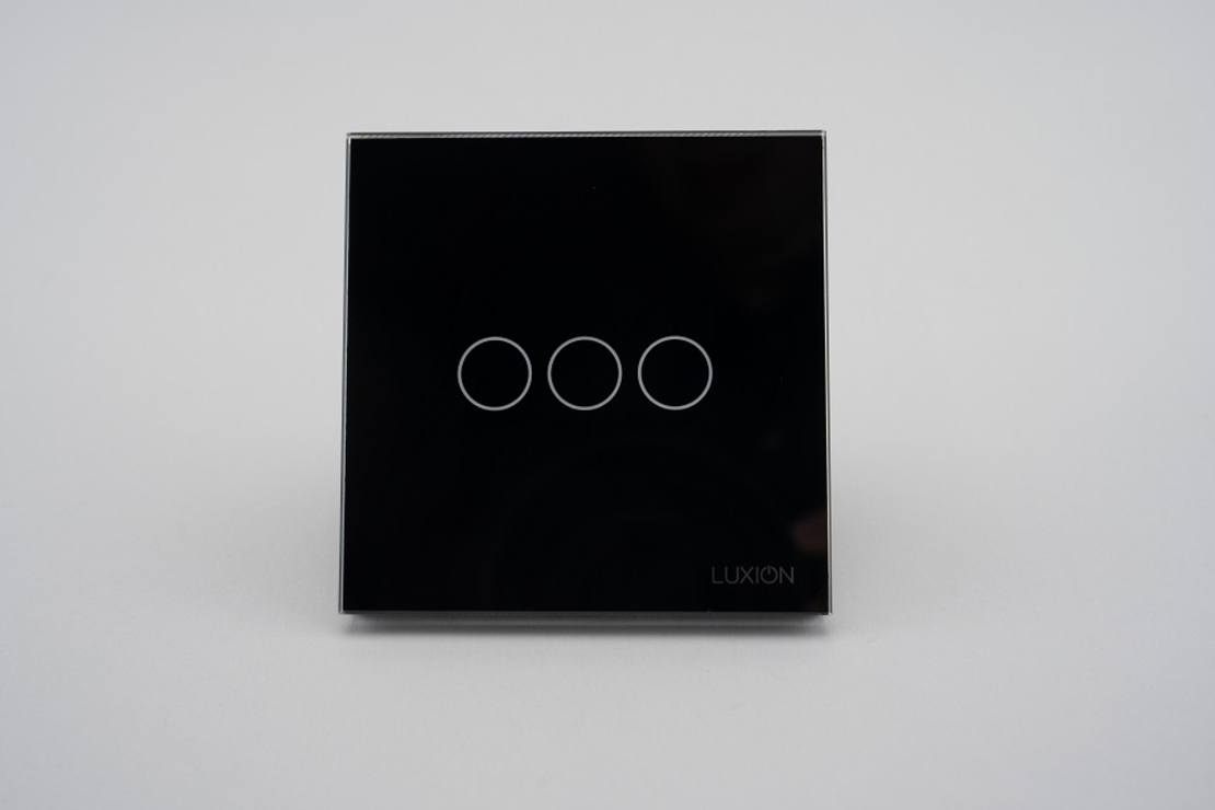 Intrerupator Triplu cu Touch din Sticla LUXION, 500W, negru