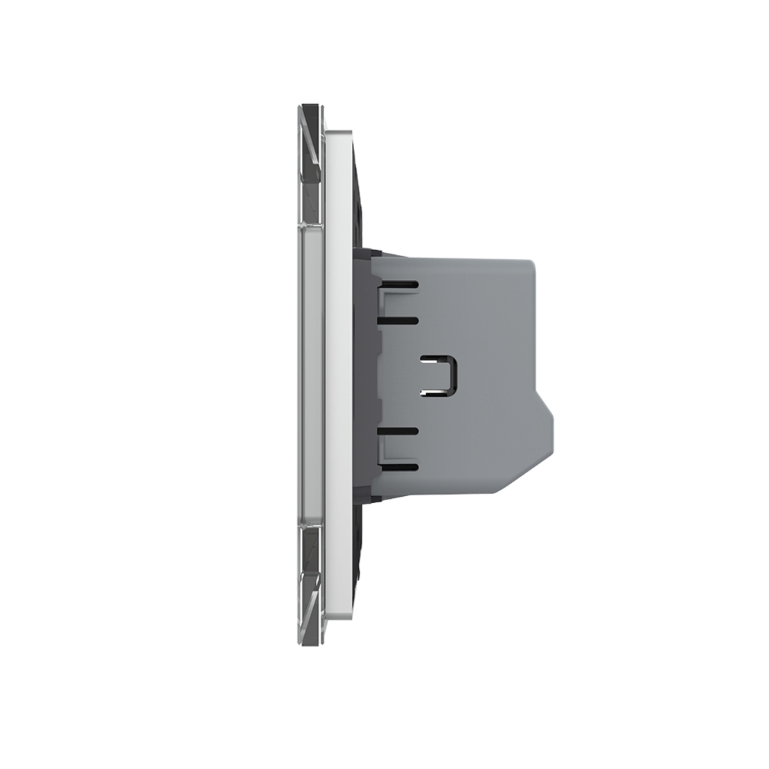 Intrerupator Simplu Cap Scara / Cruce cu Touch LIVOLO cu Rama din Sticla - Protocol Zigbee EC, gri