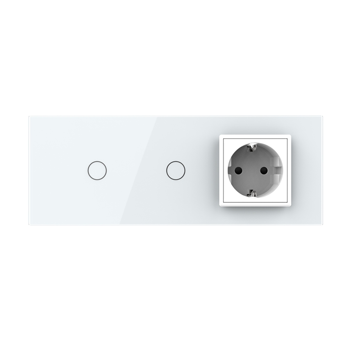 Intrerupator Simplu + Simplu + Priza LIVOLO cu Rama Din Sticla, Standard Italian, 6M, alb