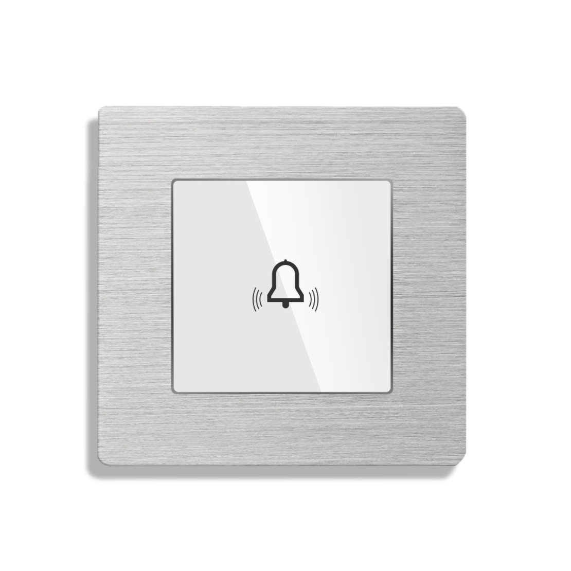 Buton Sonerie cu Touch, cu Revenire, din Sticla si Rama de Aluminiu LUXION, alb