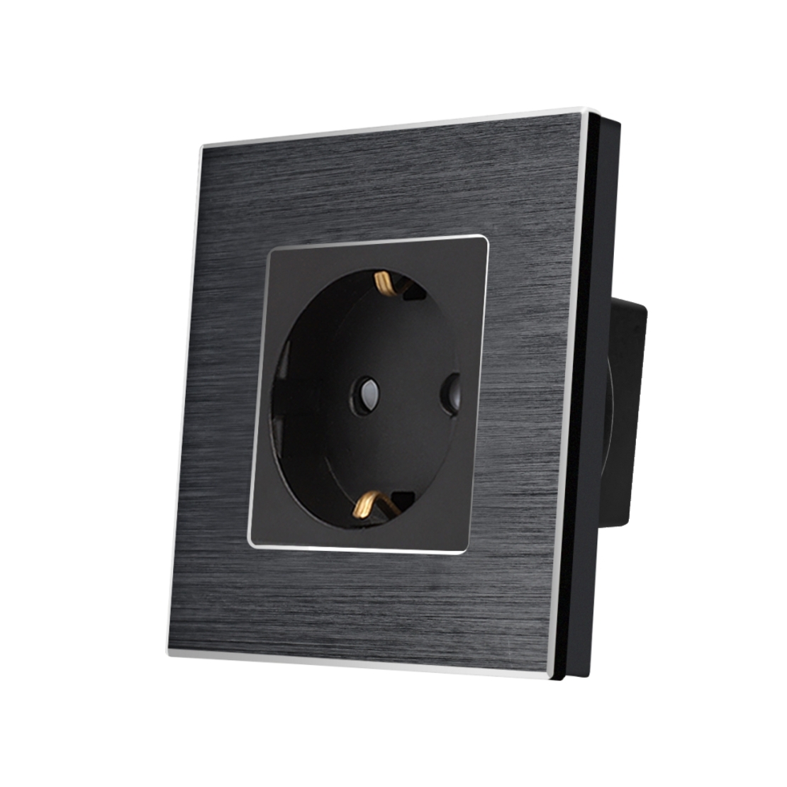 Priza Simpla LUXION cu rama din aluminiu, negru
