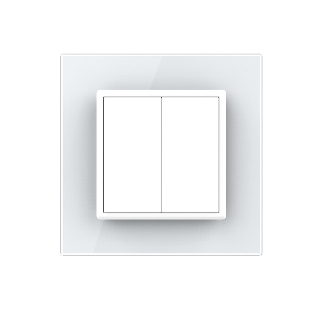 Intrerupator Dublu Mecanic Cap Scara LIVOLO cu Rama din Sticla - Serie Noua, alb