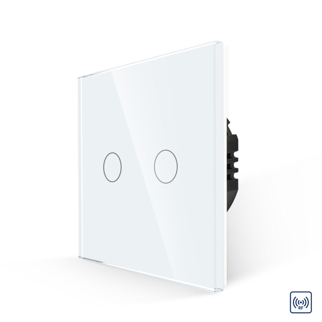 Intrerupator Dublu RF433 cu Touch din Sticla LUXION, alb
