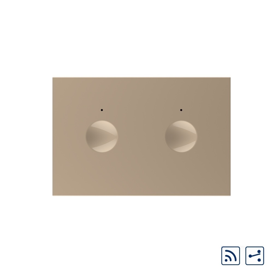 Modul intrerupator dublu cap scara / cruce wireless cu touch Livolo standard Italian, Serie noua, auriu