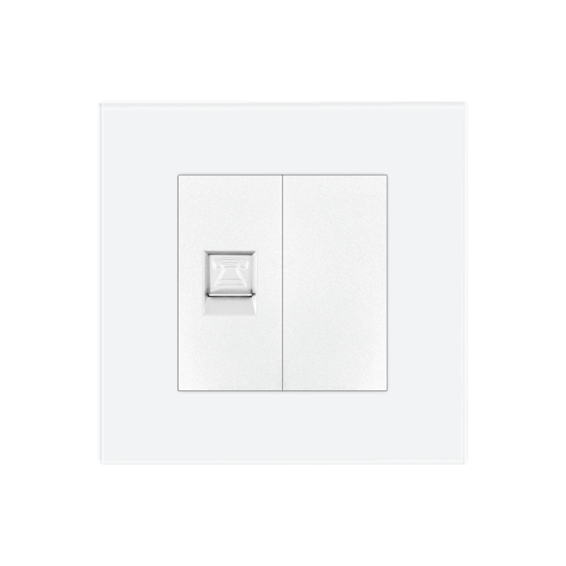 Priza Telefon + Blank cu Rama din Sticla LUXION, alb