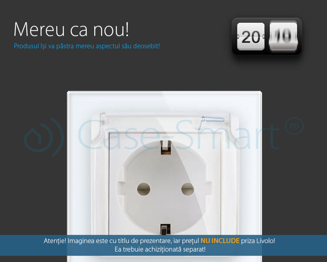 Capac de protectie rezistent la apa pentru prizele din sticla Livolo, alb