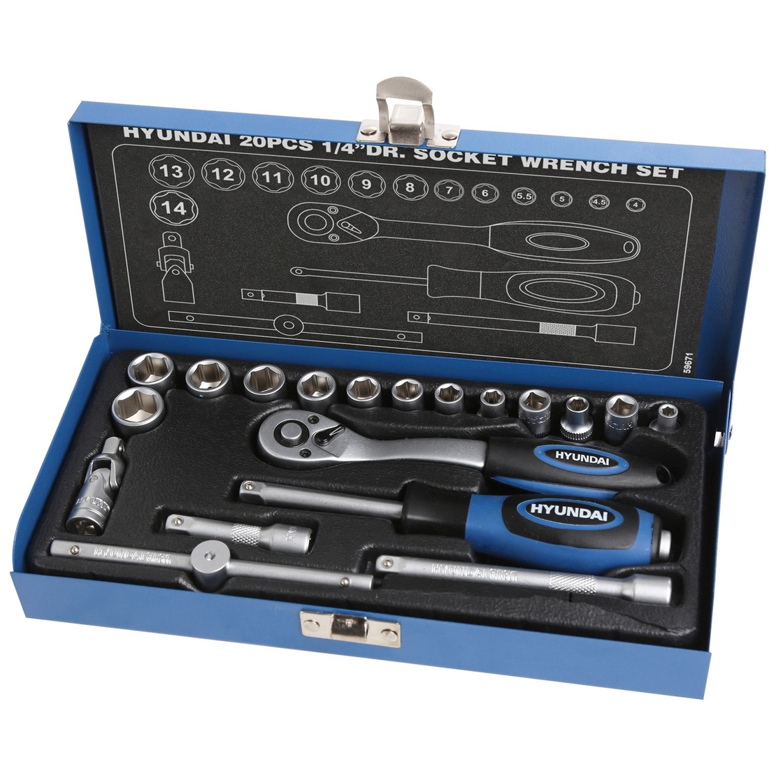 Trusa chei tubulare 1/4 20 buc Hyundai HY-59671