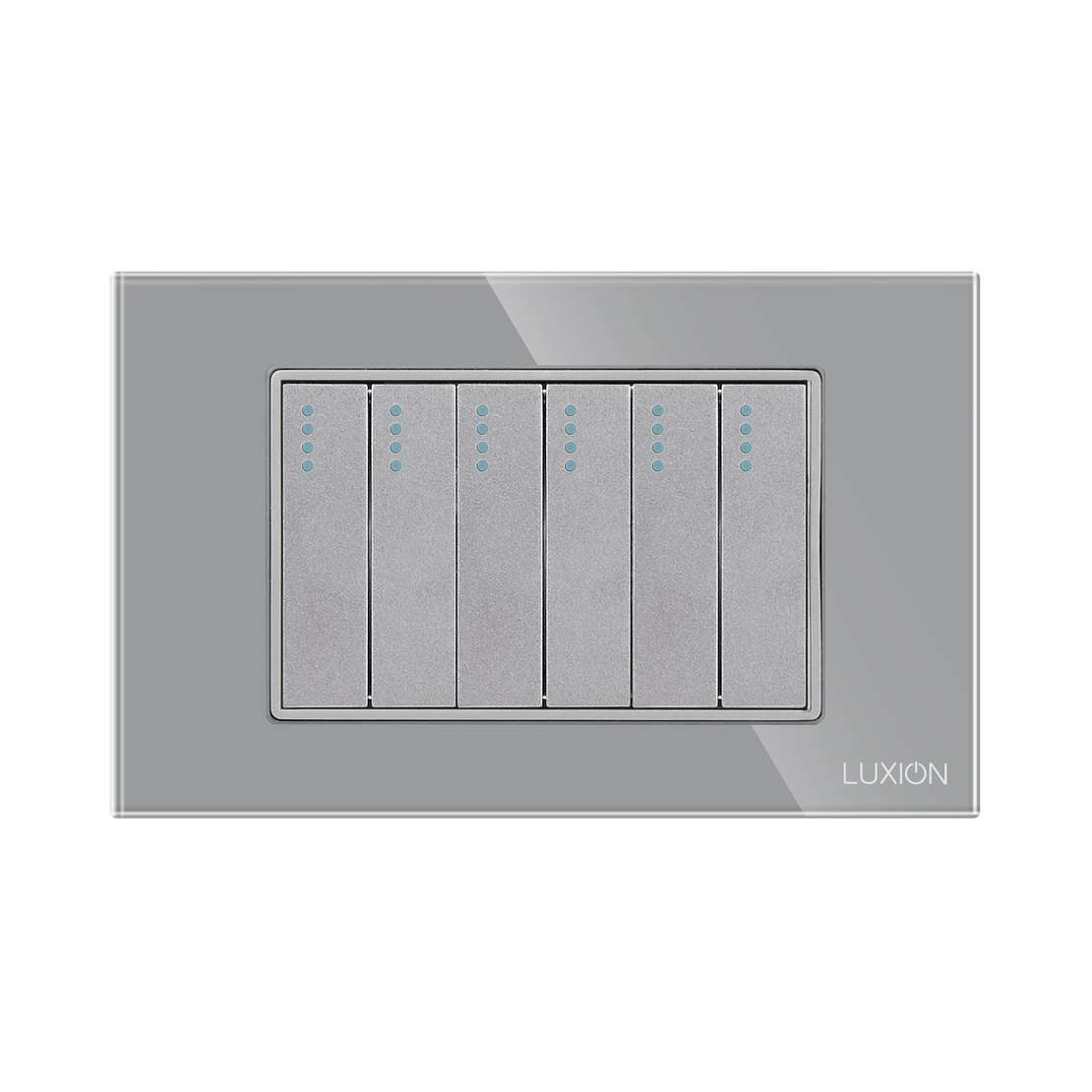 Intrerupator Mecanic 6 Posturi LUXION cu Rama din Sticla, Standard Italian, 3M, gri