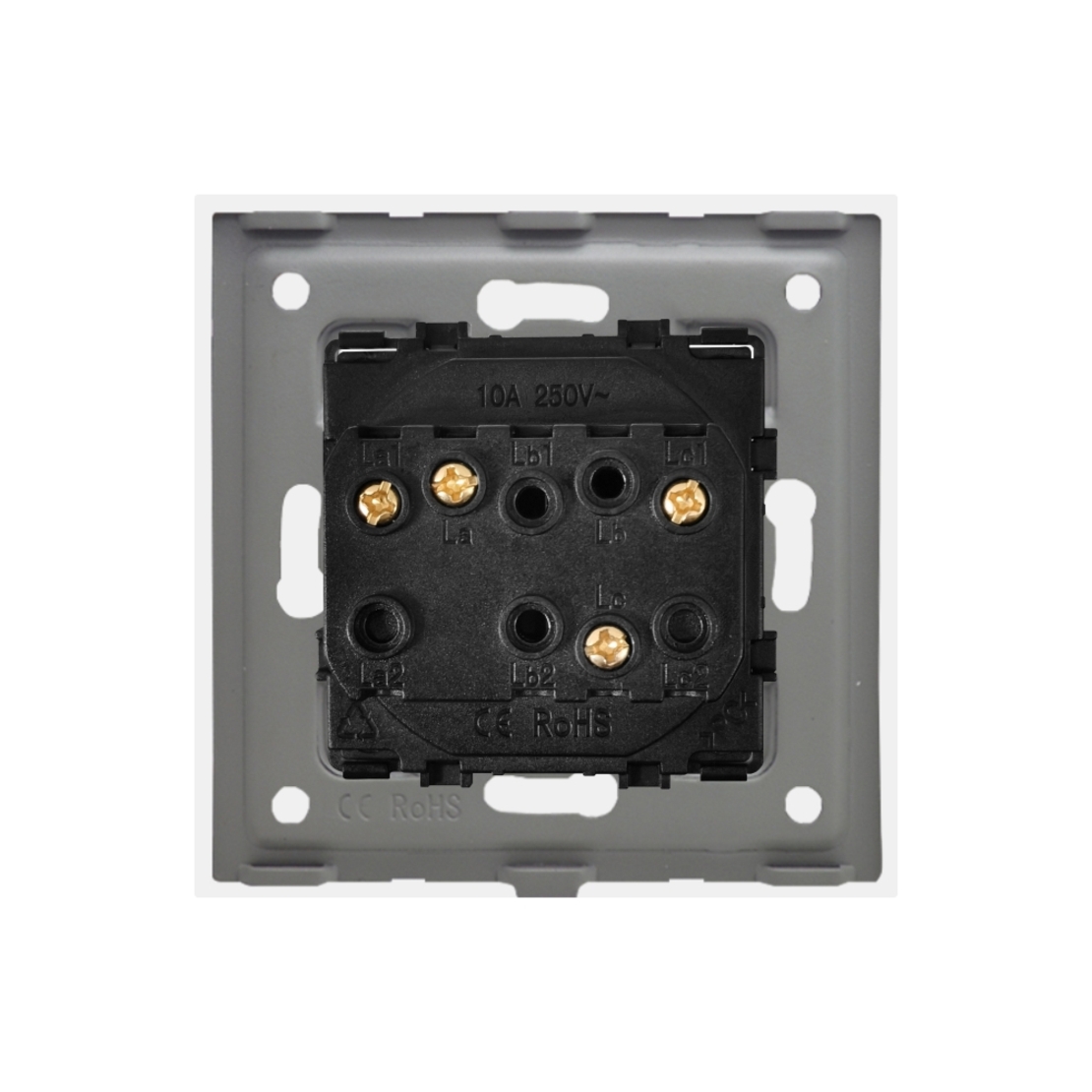 Intrerupator Dublu Mecanic cu Reset / Revenire LUXION cu Rama din Sticla, auriu