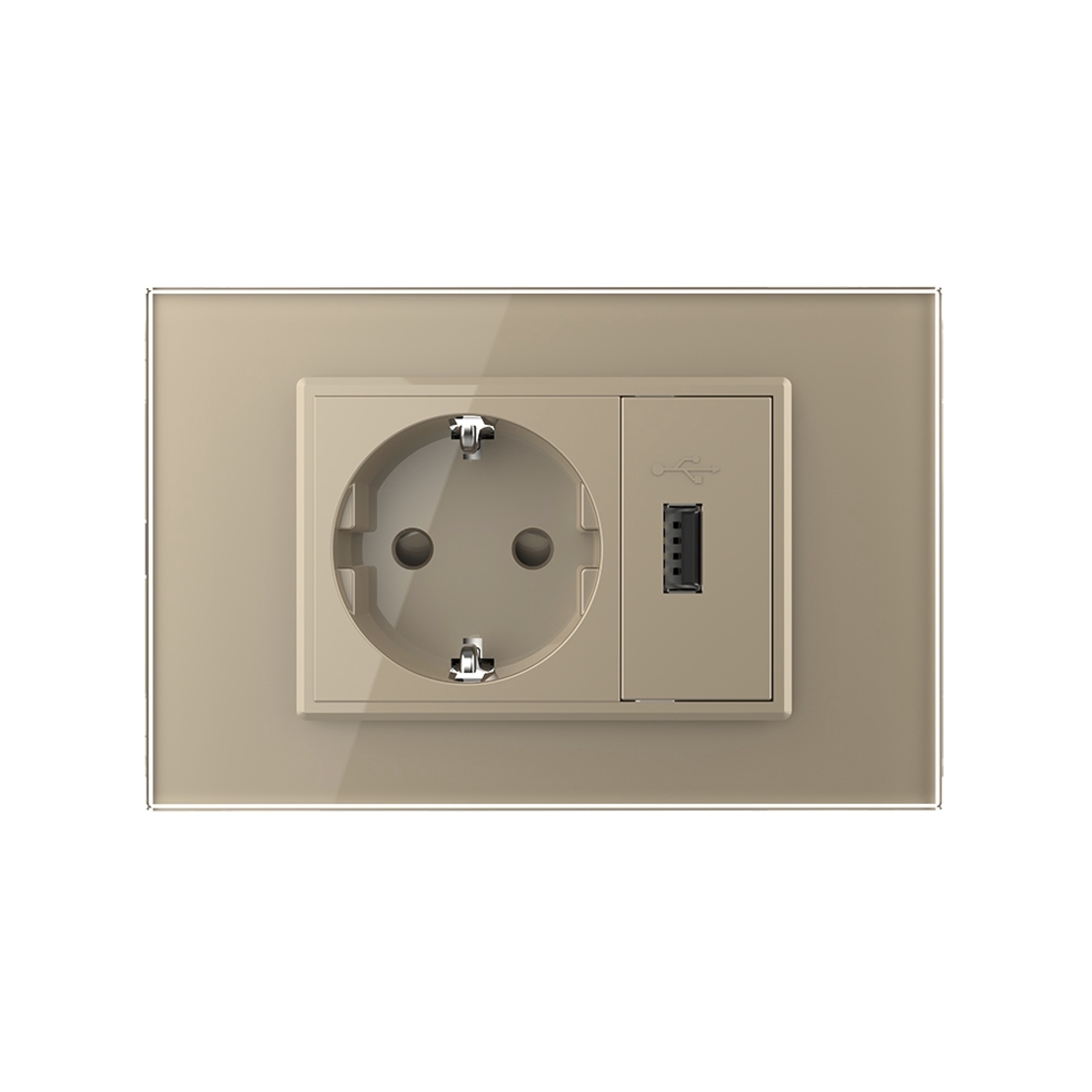 Priza simpla cu USB Livolo standard italian, auriu