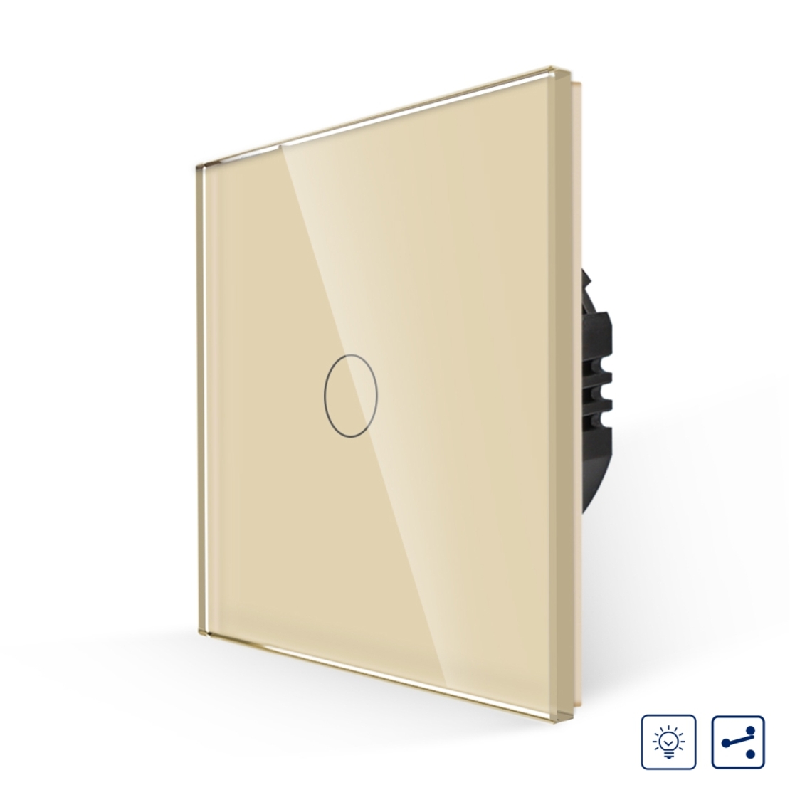 Intrerupator Simplu cu Variator Cap Scara / Cruce cu Touch din Sticla LUXION, auriu