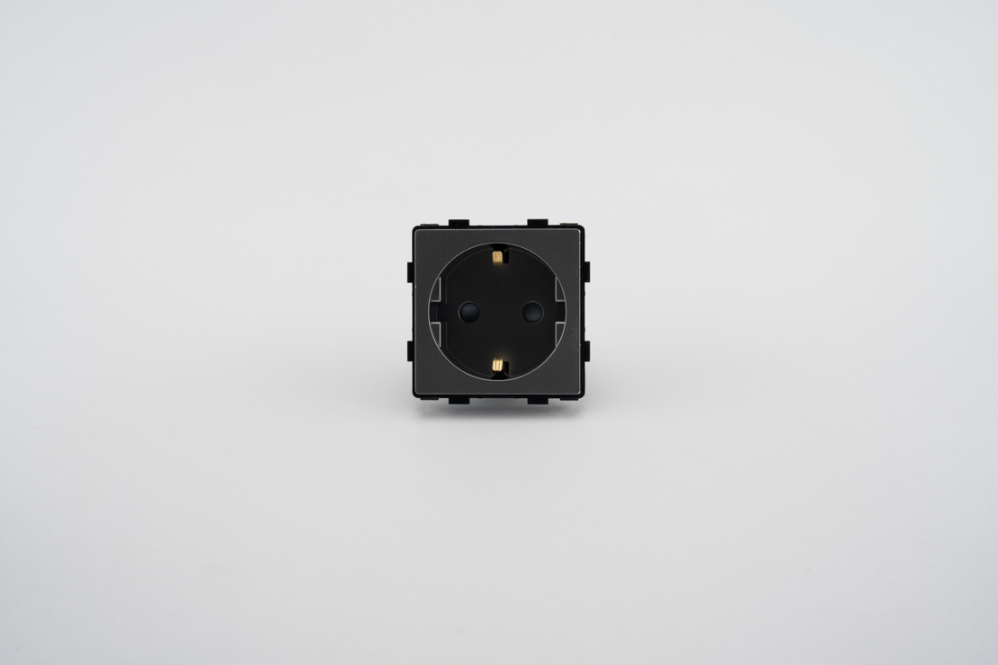 Modul Priza Simpla Fara Rama Din Sticla LUXION, gri