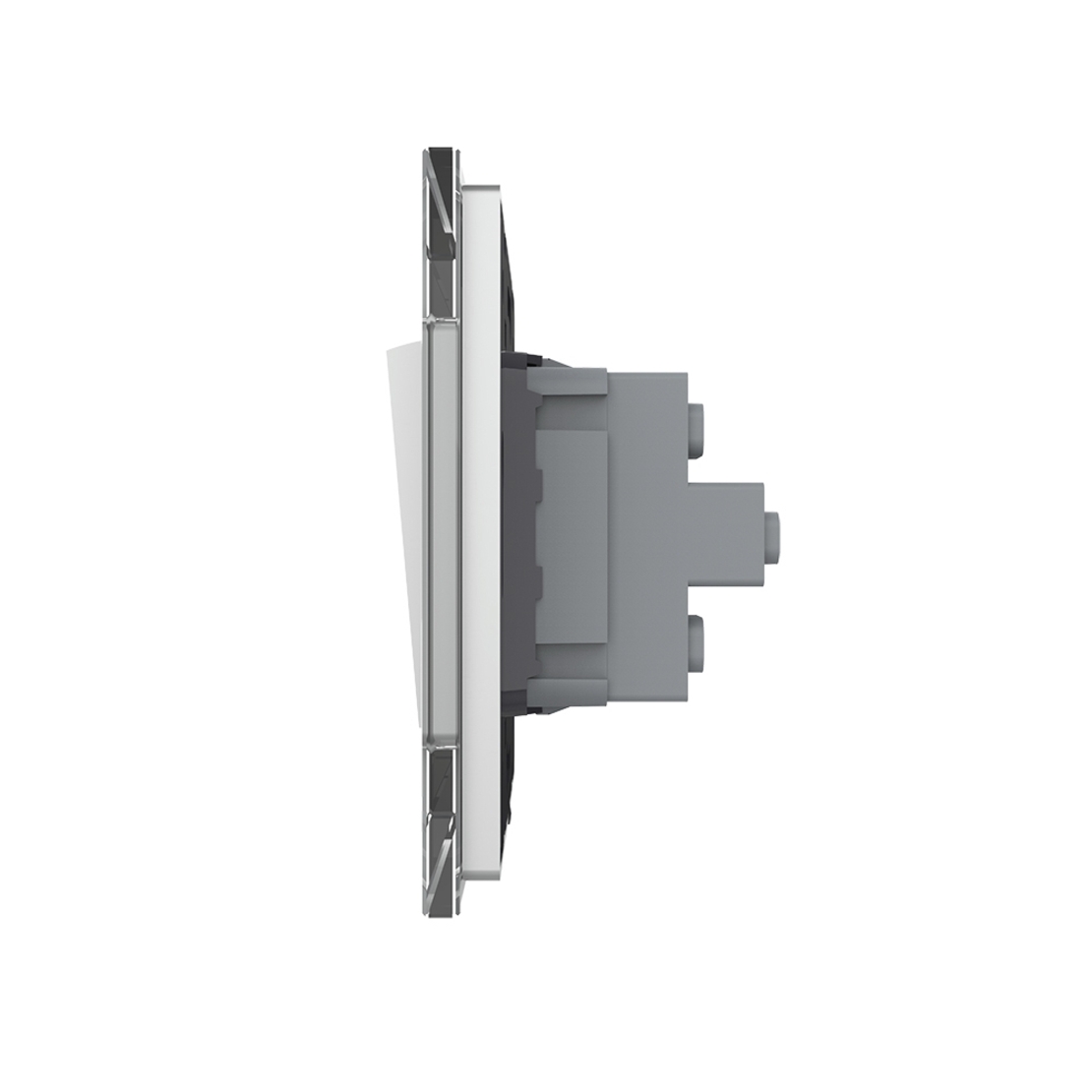 Intrerupator Dublu Mecanic Cap Scara LIVOLO cu Rama din Sticla - Serie Noua, gri