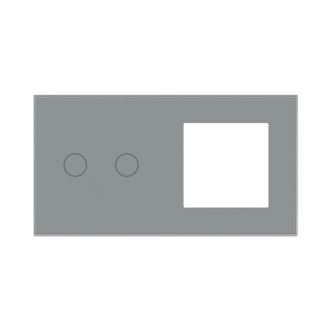 Panou Intrerupator Dublu cu Touch si Priza Simpla Din Sticla LUXION, gri