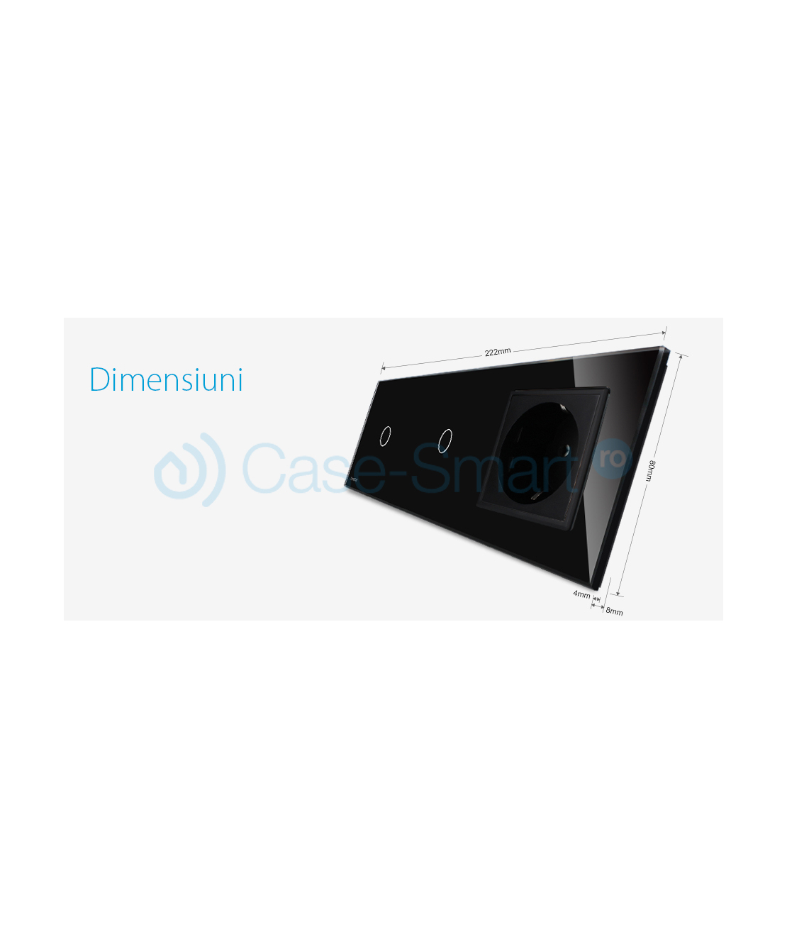 Intrerupator LIVOLO simplu+simplu cu touch si priza din sticla, negru