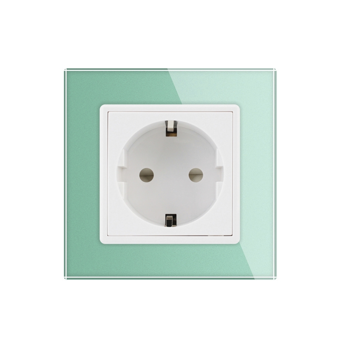Priza simpla Livolo cu rama din sticla, verde