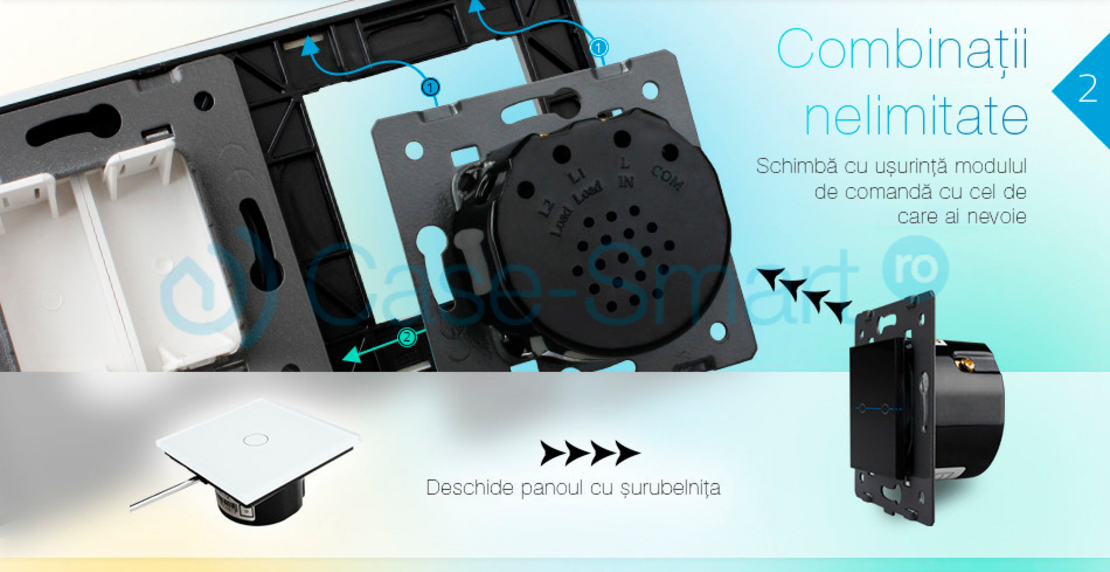 Rama cvintuplu din sticla Livolo, auriu