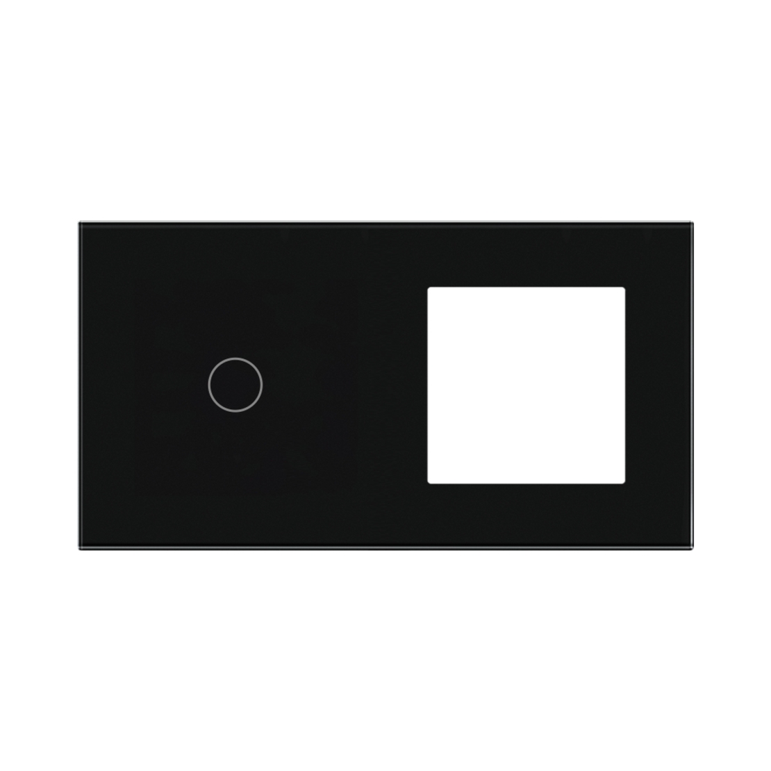 Panou Intrerupator Simplu cu Touch si Priza Simpla Din Sticla LUXION, negru
