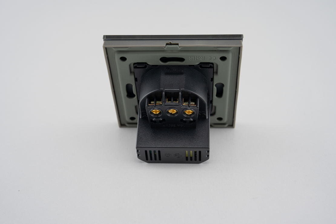 Priza Simpla + USB-A + USB-C LUXION cu Rama din Sticla, gri