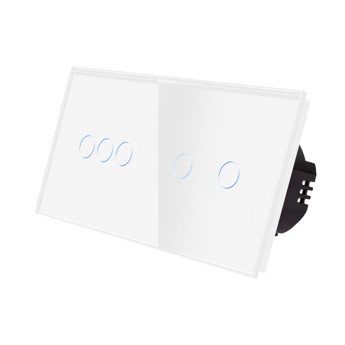 Intrerupator Triplu + Dublu cu Touch din Sticla LUXION, alb