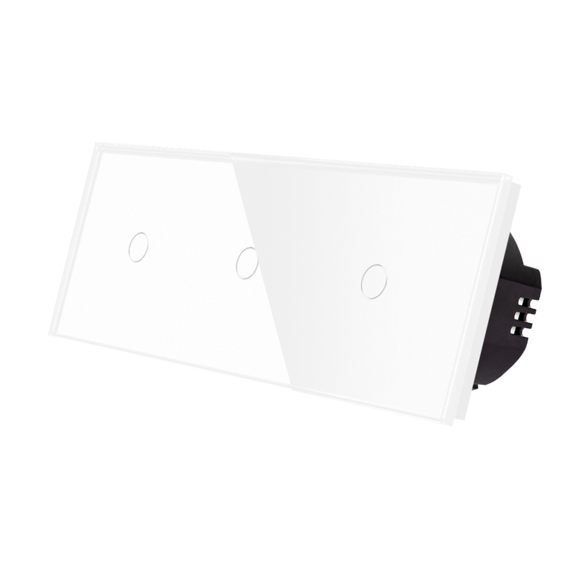 Intrerupator Simplu + Simplu + Simplu cu Touch din Sticla LUXION, alb