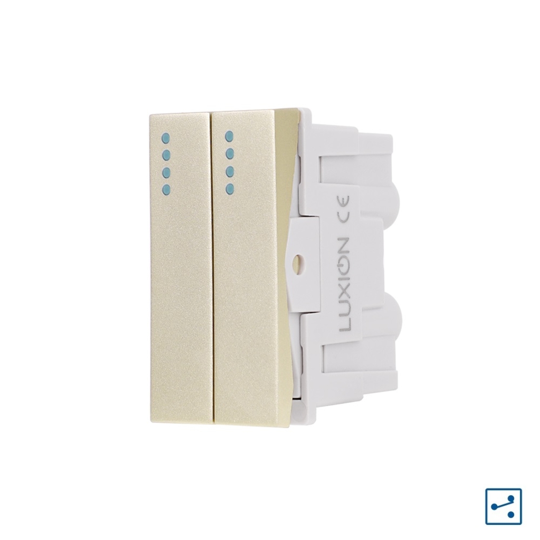 Modul Intrerupator Dublu Cap-Scara Mecanic 2M / 1M LUXION, Standard Italian, auriu