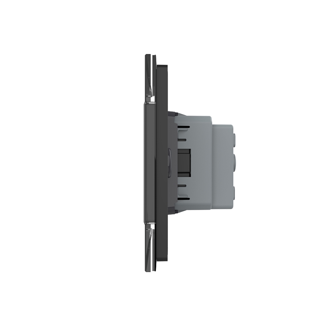 Intrerupator Simplu Cap Scara / Cruce + Priza LIVOLO cu Rama Din Sticla, Standard Italian, 4M, negru