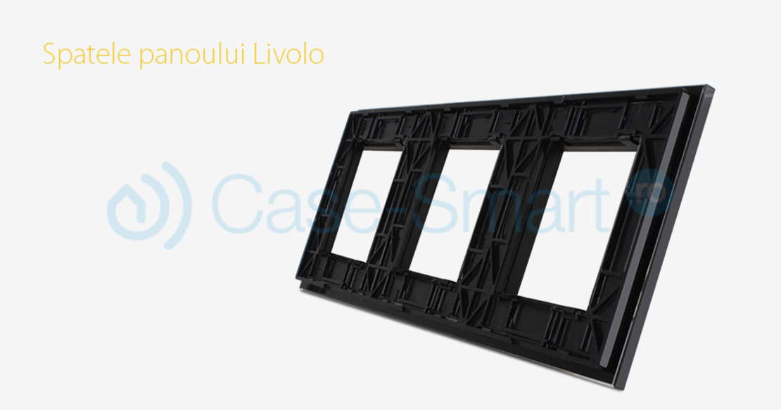 Rama priza tripla Livolo din sticla, negru