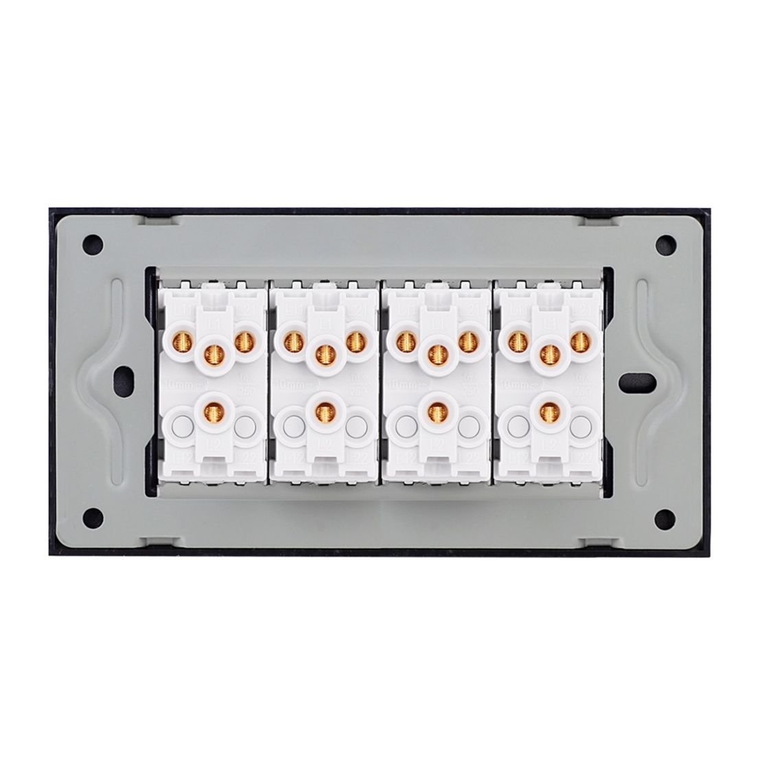 Intrerupator Mecanic 8 Posturi LUXION cu Rama din Sticla, Standard Italian, 4M, negru