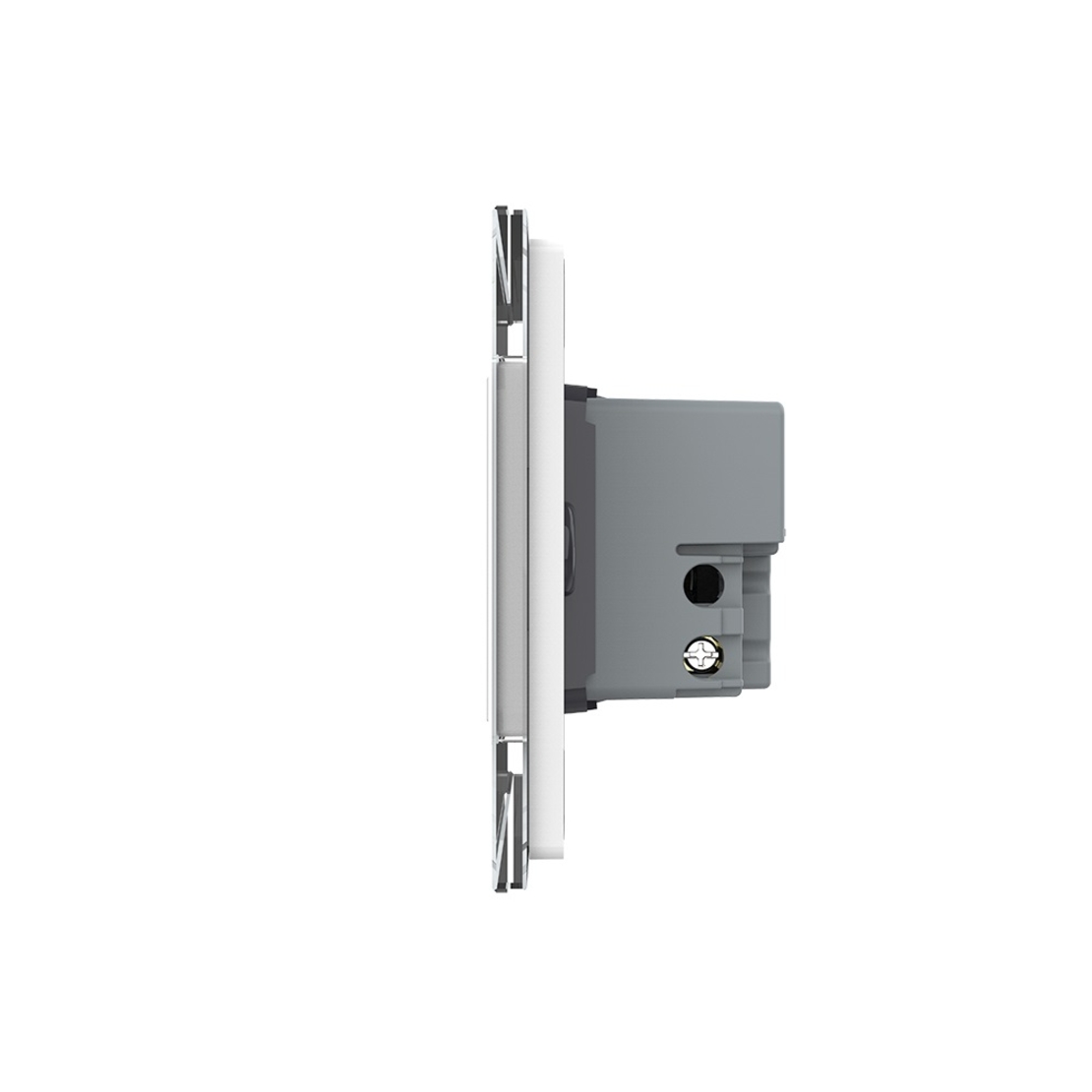 Intrerupator cvadruplu wireless cu touch Livolo cu rama din sticla, standard Italian - Serie noua, alb