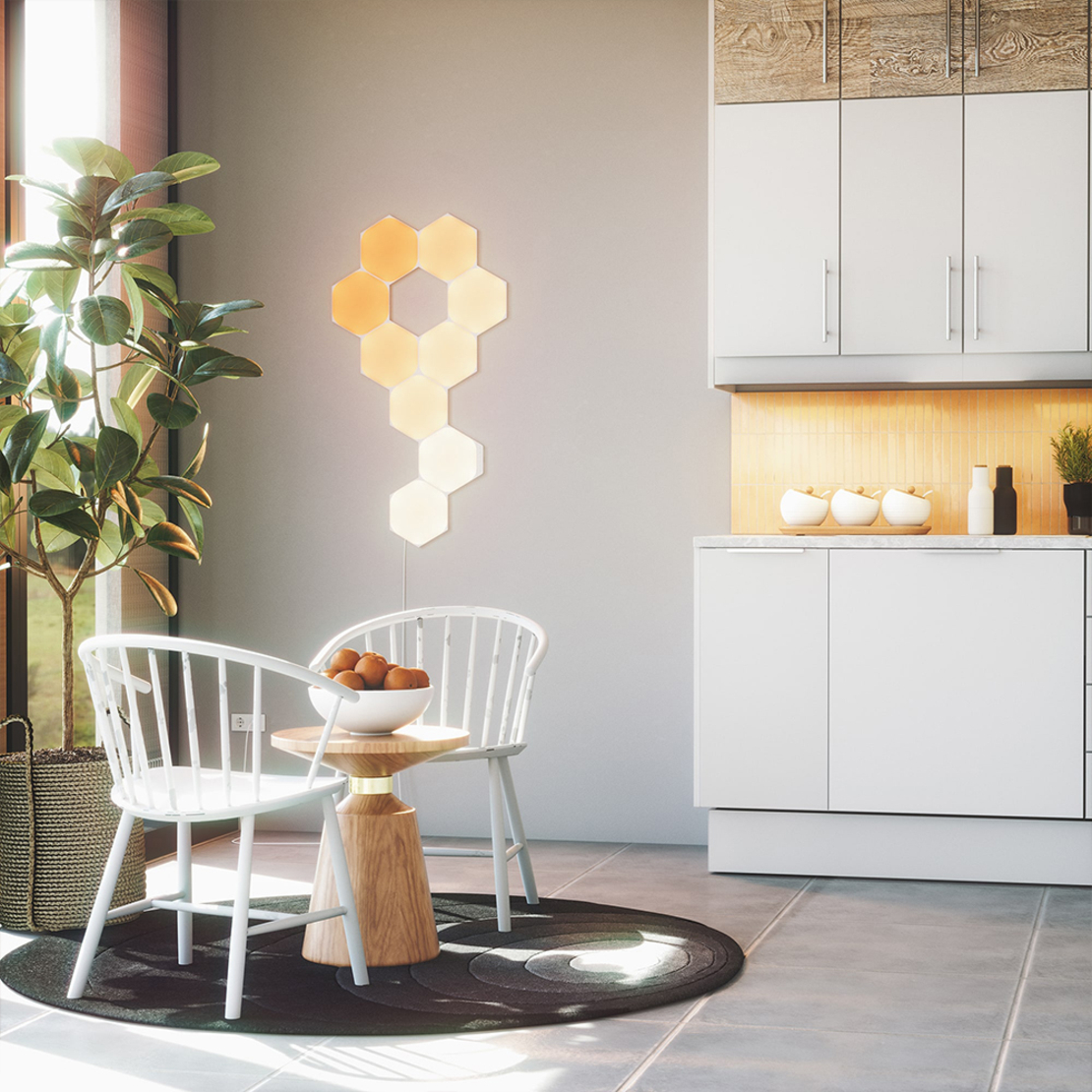 Kit 9 Panouri luminoase Nanoleaf Shapes Hexagons, 16 Milioane culori, Tehnologie LED RGBW, Cablu 2.5 m