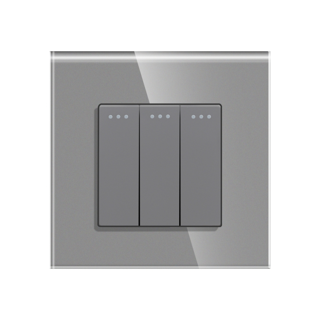 Intrerupator Triplu Mecanic LUXION cu Rama din Sticla, gri