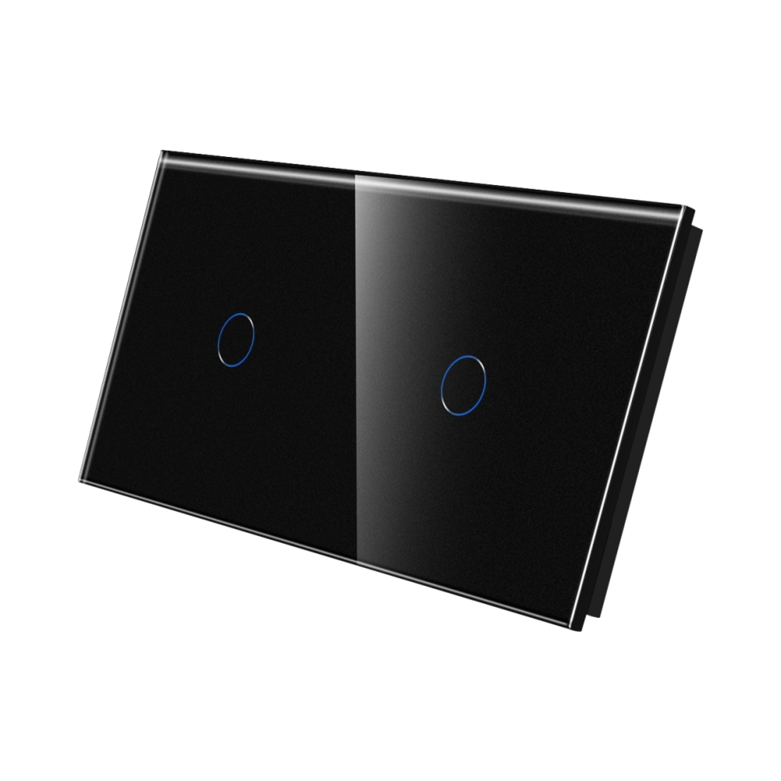 Panou Intrerupator Simplu + Simplu cu Touch Din Sticla LUXION, negru