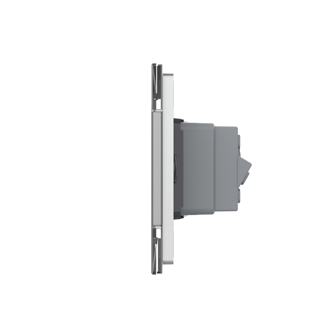 Priza dubla italiana Livolo cu rama din sticla - standard italian, gri