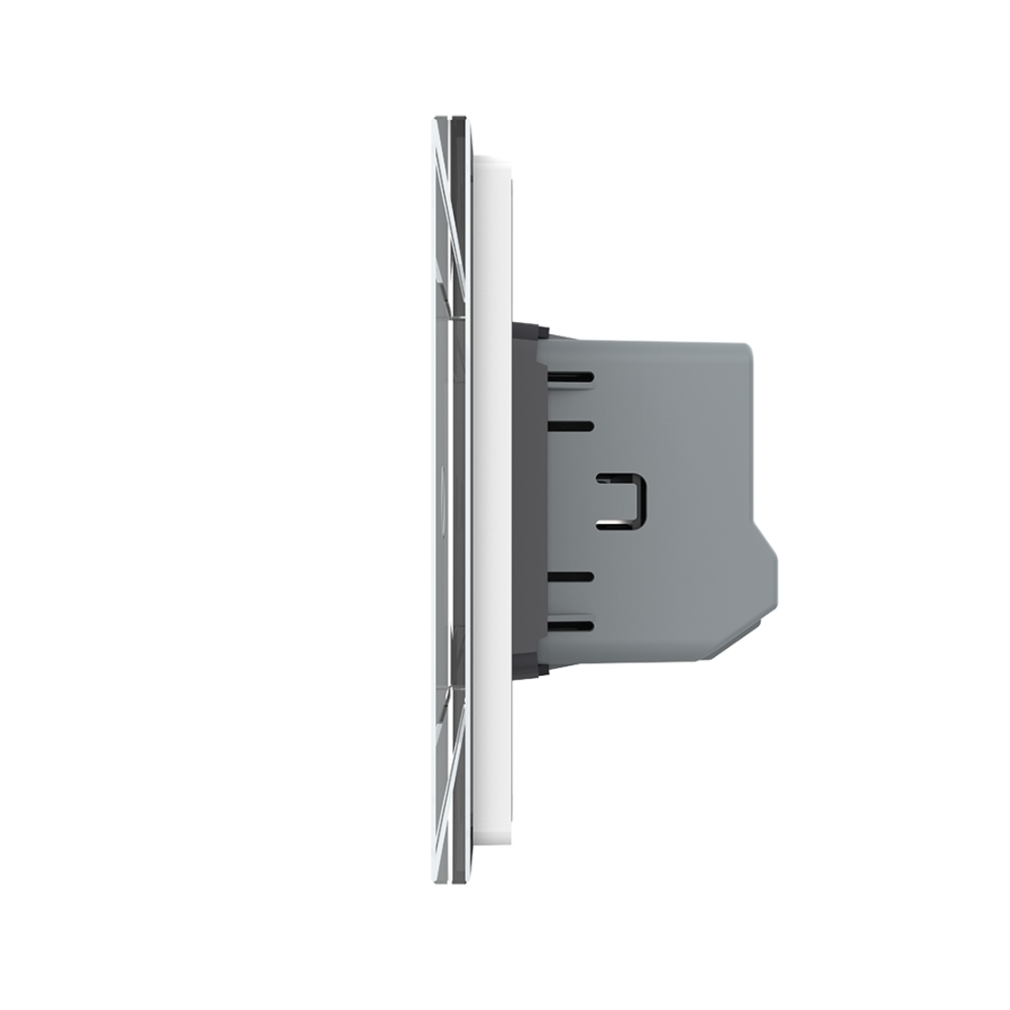 Intrerupator Simplu + Dublu cu Touch LIVOLO cu Rama Din Sticla, Standard Italian, 4M, alb