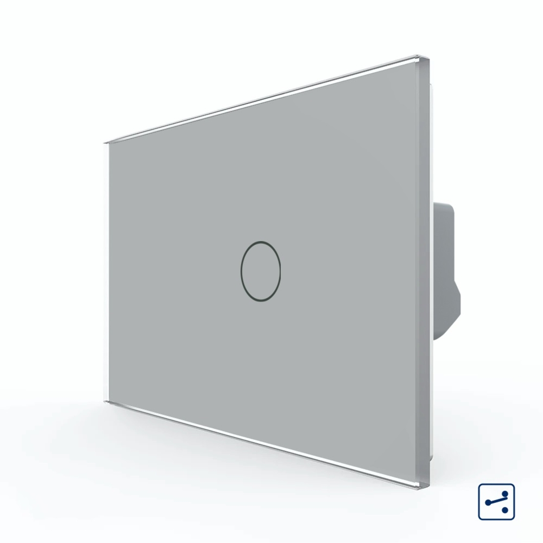 Intrerupator Simplu Cap Scara / Cruce cu Touch LIVOLO din Sticla, Standard Italian, gri