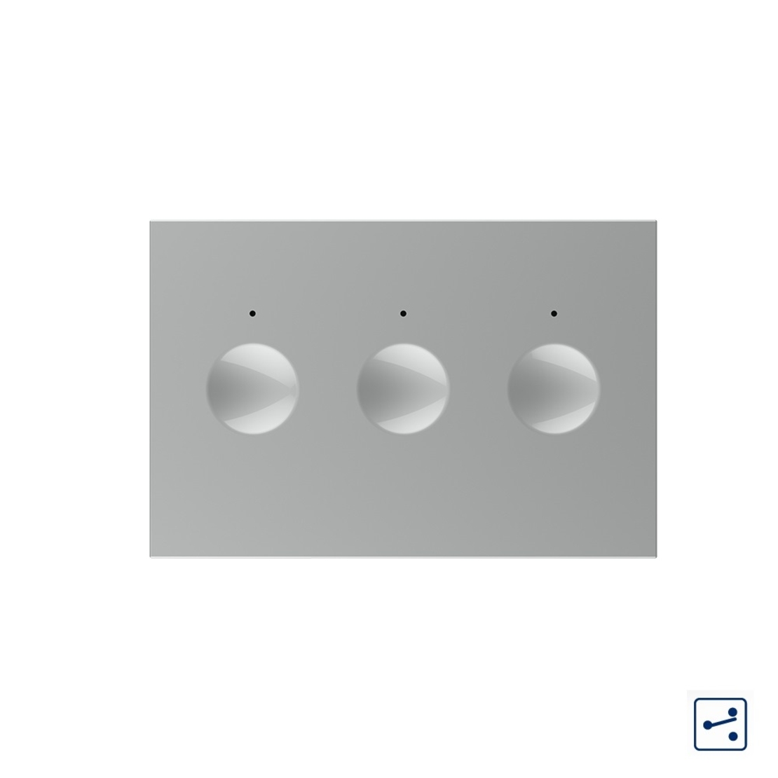 Modul intrerupator triplu cap scara / cap cruce cu touch Livolo standard Italian, Serie noua, gri