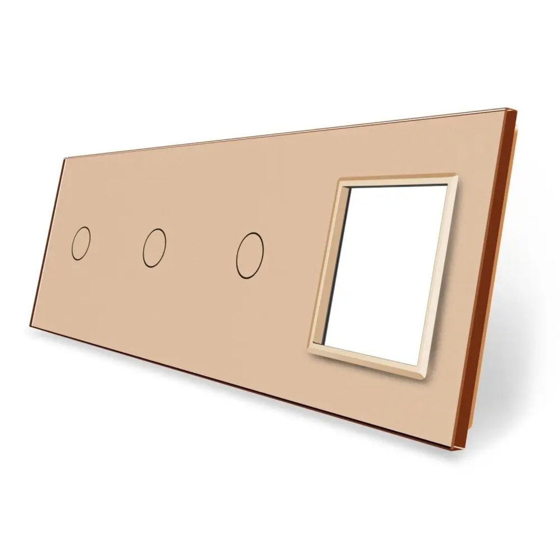 Panou 3 intrerupatoare simple si 1 priza LIVOLO din sticla, auriu